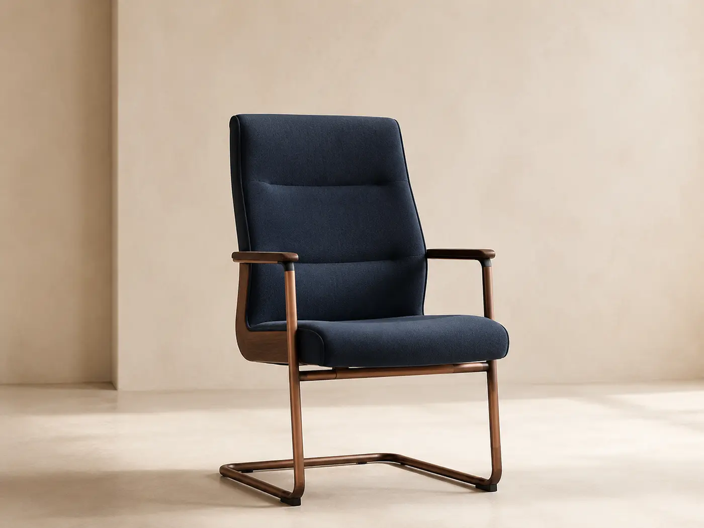 Modern conference chair in midnight navy upholstery